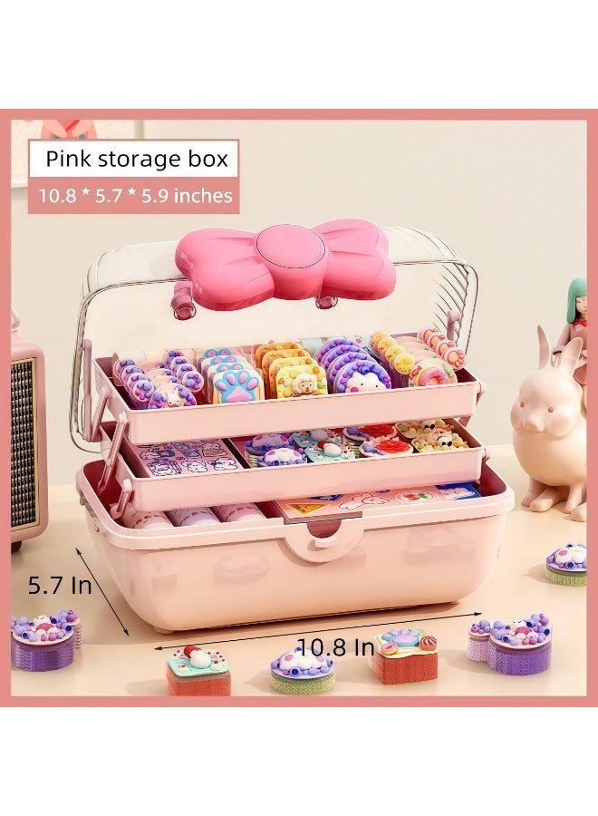 XiuWoo Kids' Storage Box,3-Layer Organizer/Basket/Trunk,Toy Storage Cube,Hair Accessories, Scrunchies & Necklaces Storage Box,Kids Hair Accessories Storage Box,Cute Girls Jewelry Organizer,Cosmetics Storage Box,Cute Lockable Jewelry Organizer Container,Durable And Washabl,for Hairpin Barrette, Practical Travel Gift,for Girls & Women - Image 2